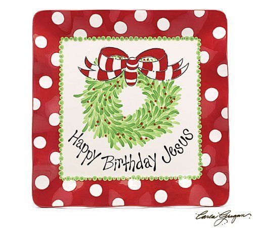 Christmas Platter u0026quot;Happy Birthday Jesusu0026quot; Hand Painted:Amazon:Home ...