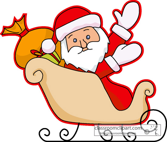 Christmas Sleigh Clipart - Santa And Sleigh Clipart