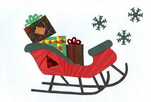 Christmas sleigh with present - Sleigh Clipart