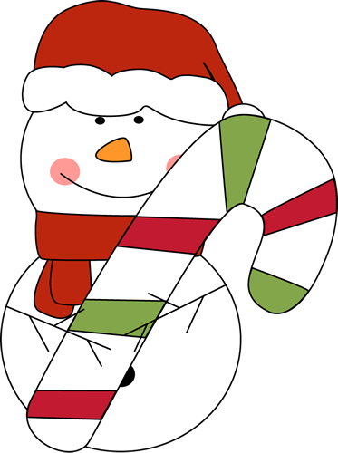 Christmas Snowman with Candy  - Clipart Candy Cane
