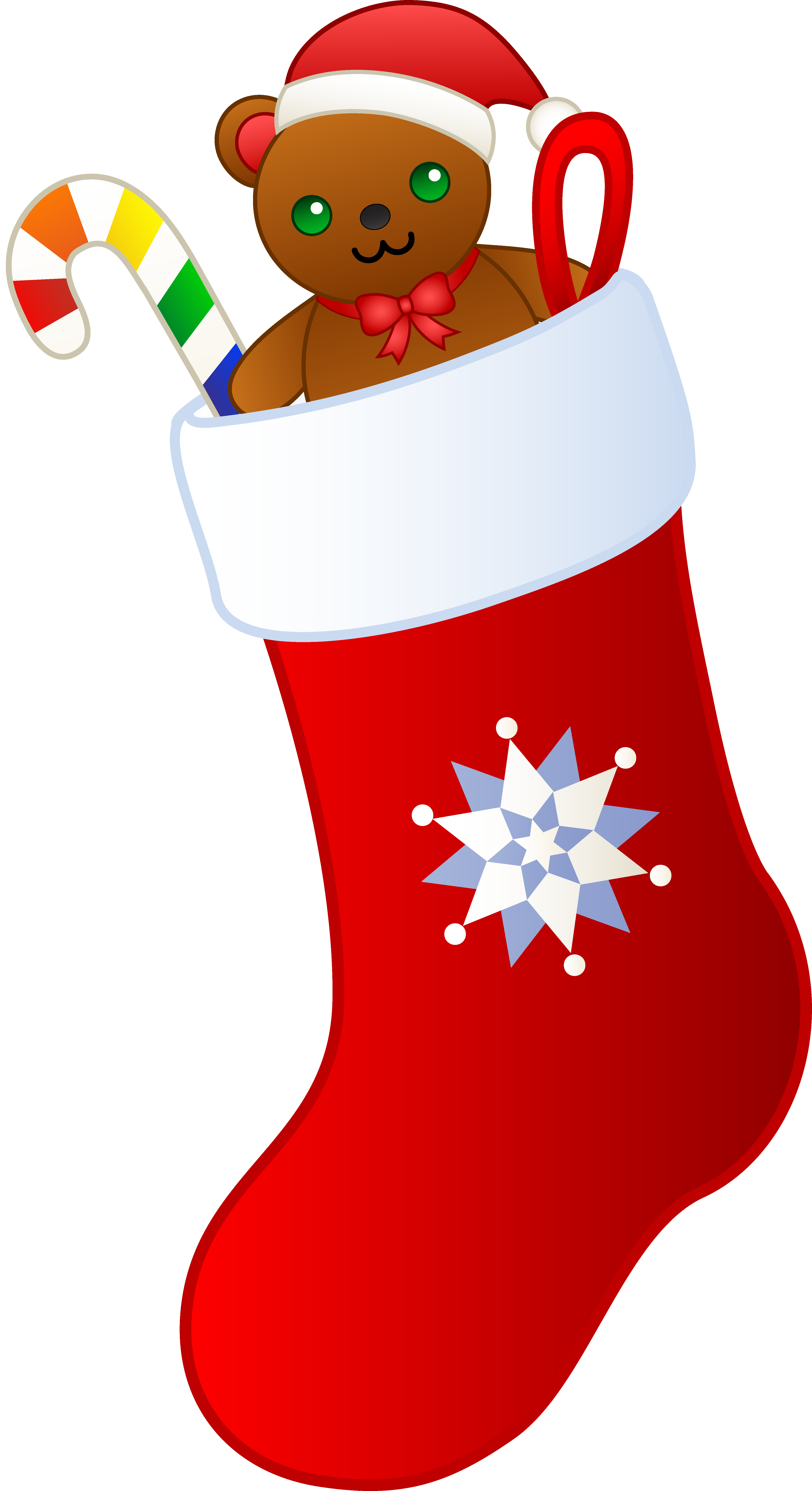 Christmas Stocking With Teddy - Stocking Clipart