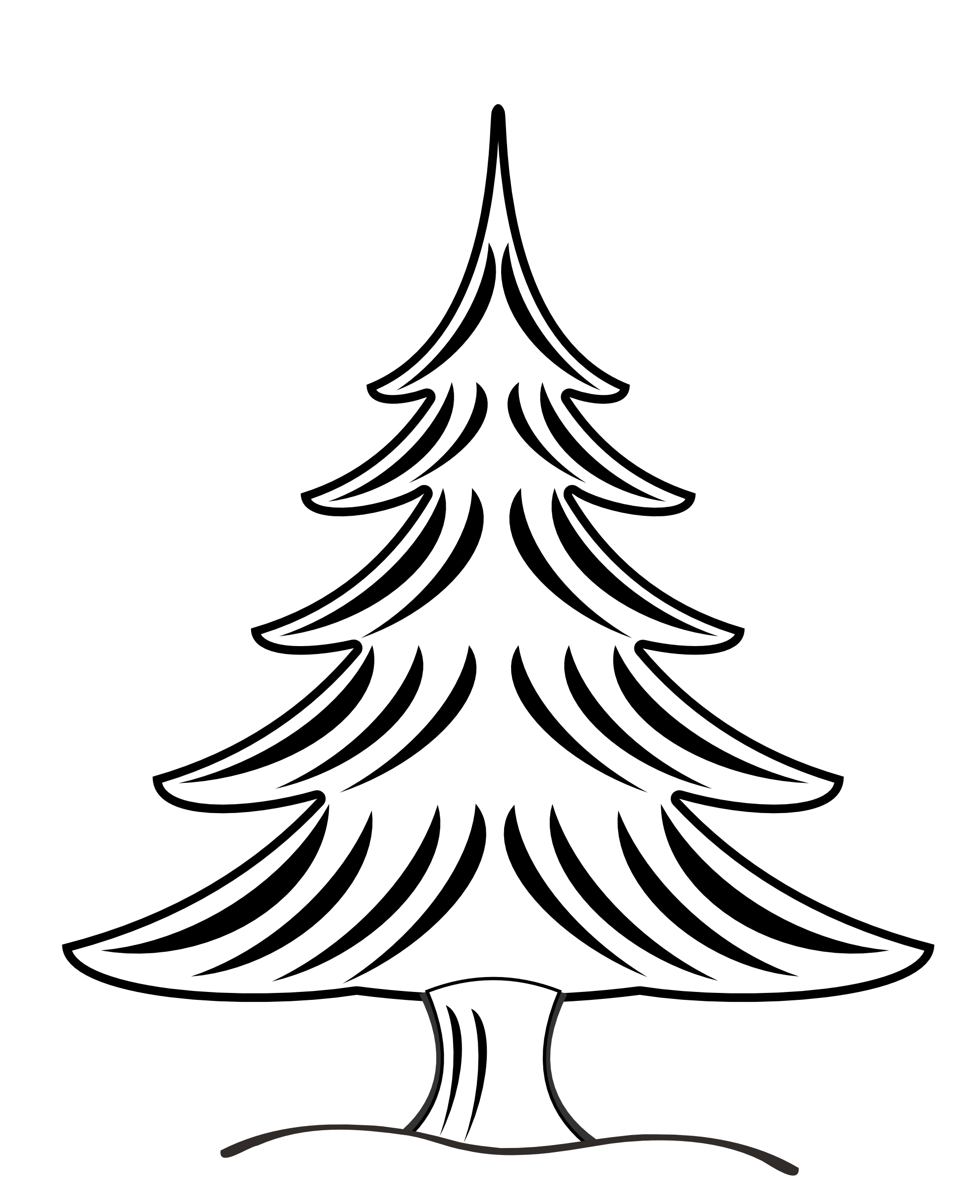 Christmas Tree Black White Line Art Clip Clipart Pictures