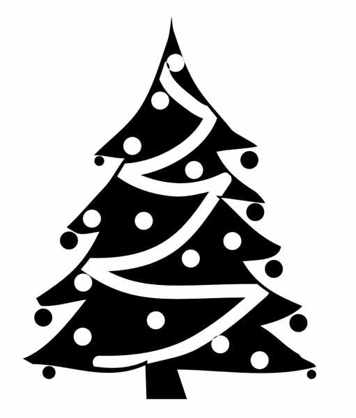 Christmas tree clipart black and white