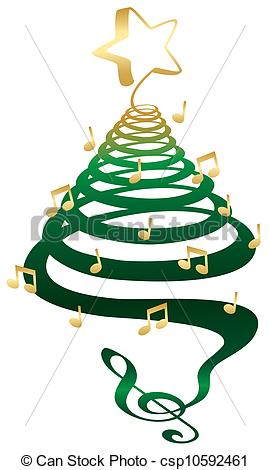 Christmas Tree Music Notes . - Christmas Music Clip Art