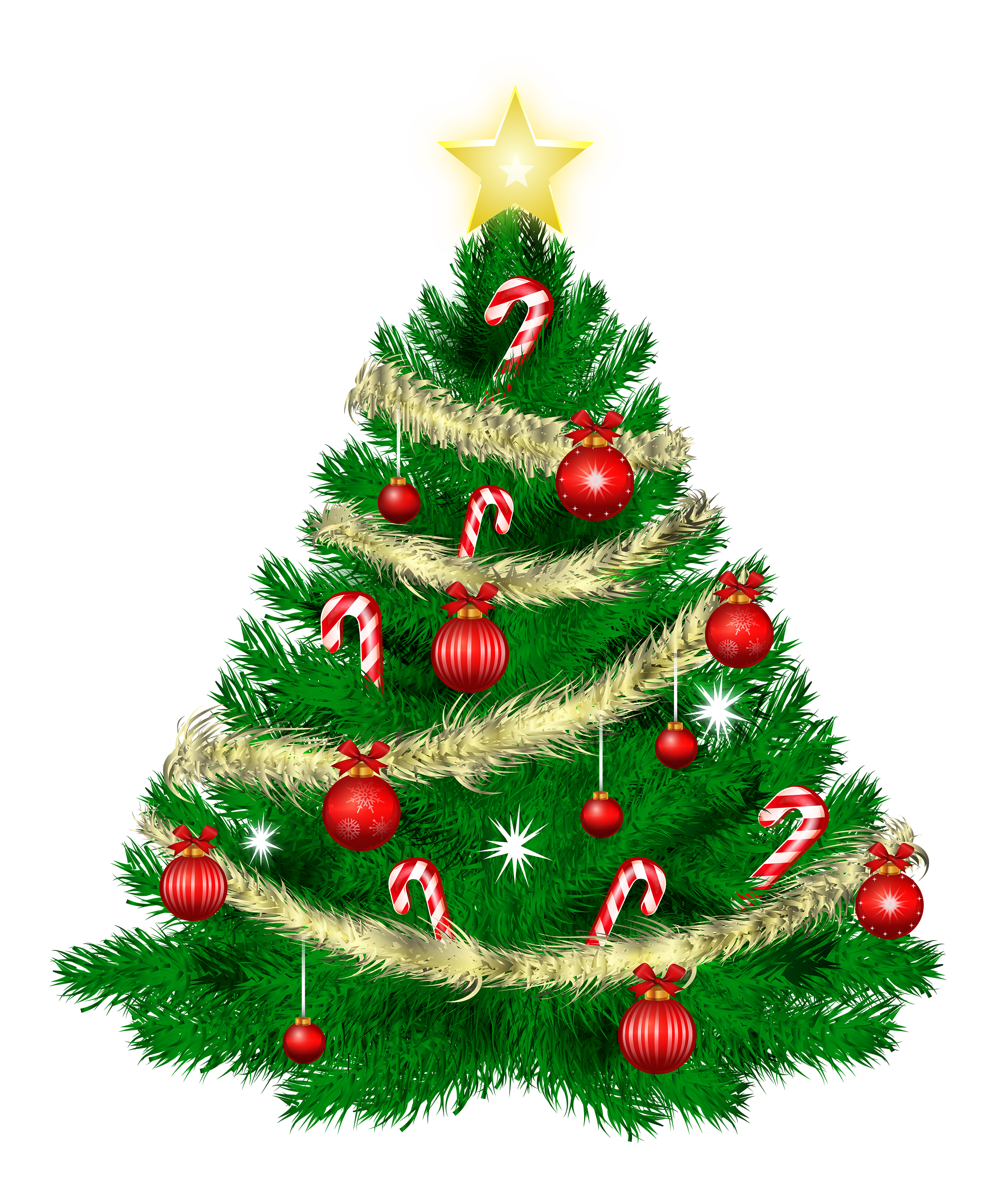 Christmas tree with christmas ornaments and star clipart the