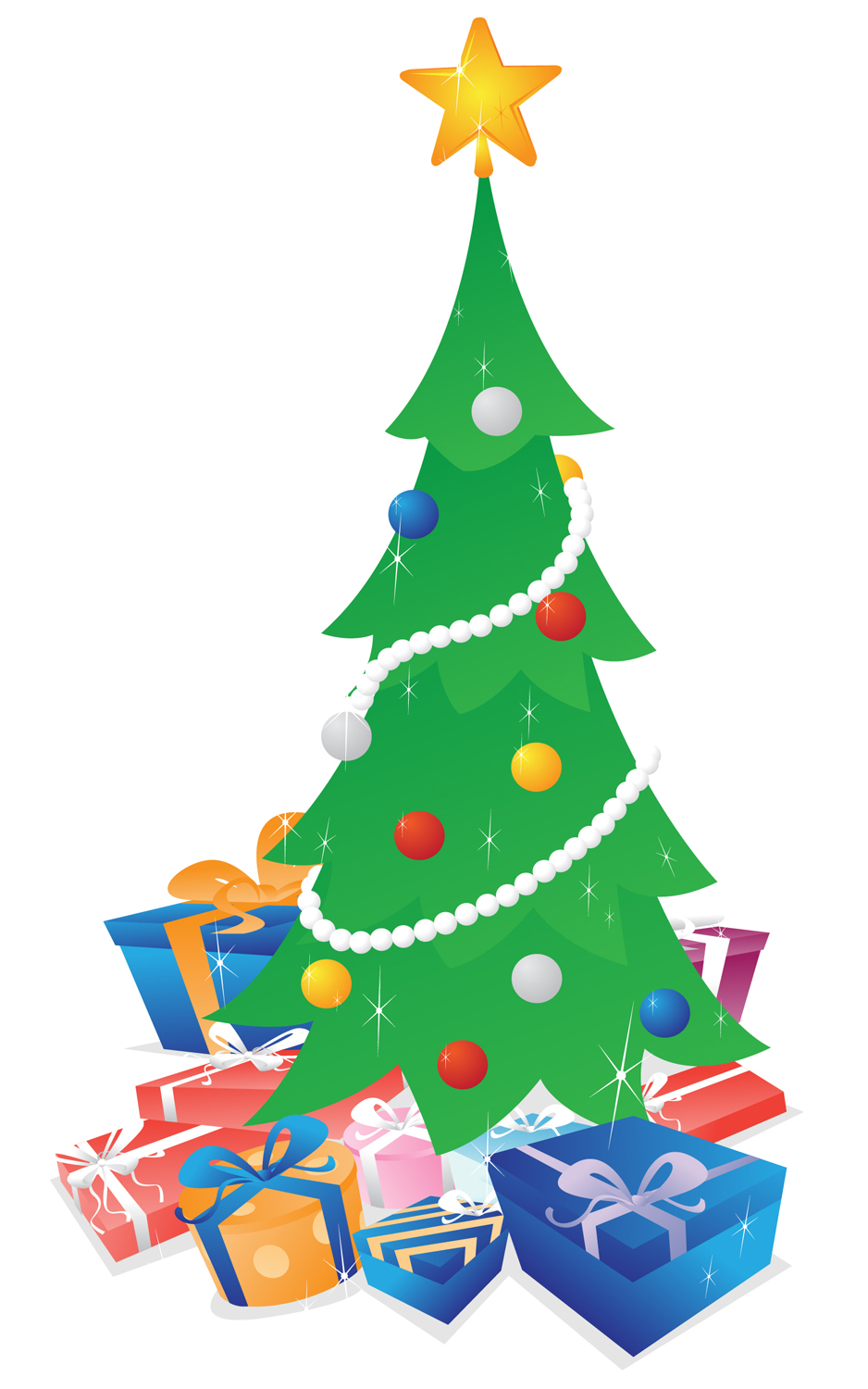 Christmas Tree With Presents Vector Illustration Of A Shimmering