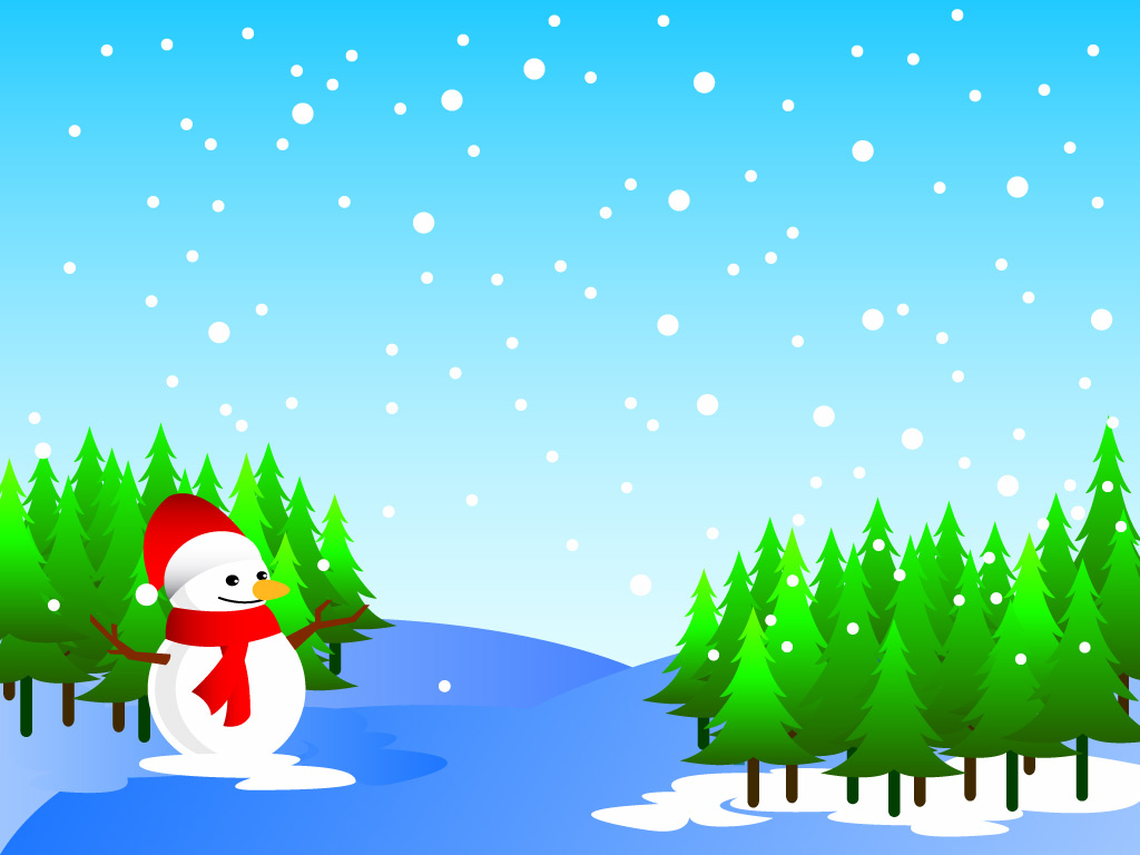 Christmas Trees And Snowman . - Christmas Clipart Backgrounds