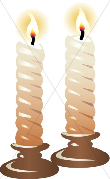 Twin Altar Candles - Church Candles Clipart
