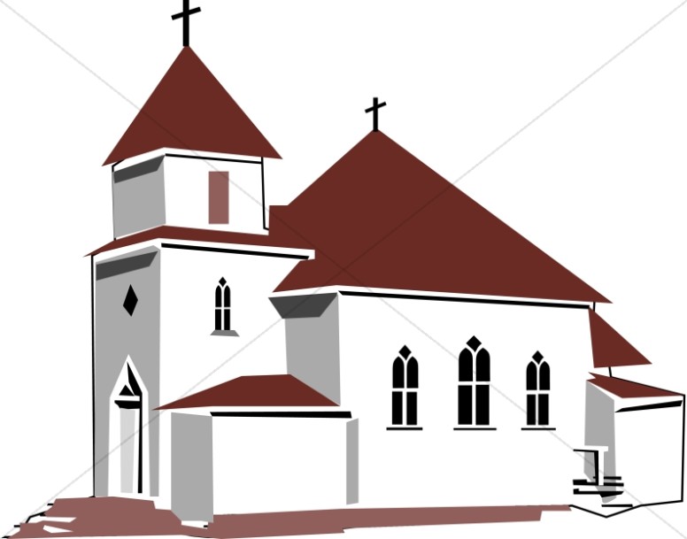 Red and Tan House of Worship - Church Clipart