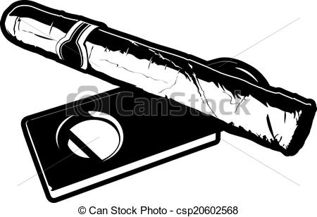 ... Cigar and Cigar Cutter - Black and white vector illustration.