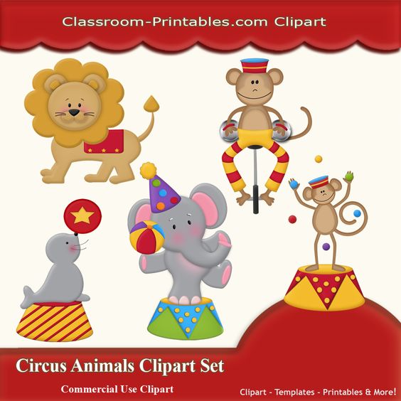 Circus Animals Clipart Set -  - Circus Animals Clipart