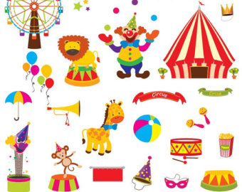 Circus Clip Art - Carnival Clip Art - Digital Clipart Set Instant Download - EPS and PNG files included