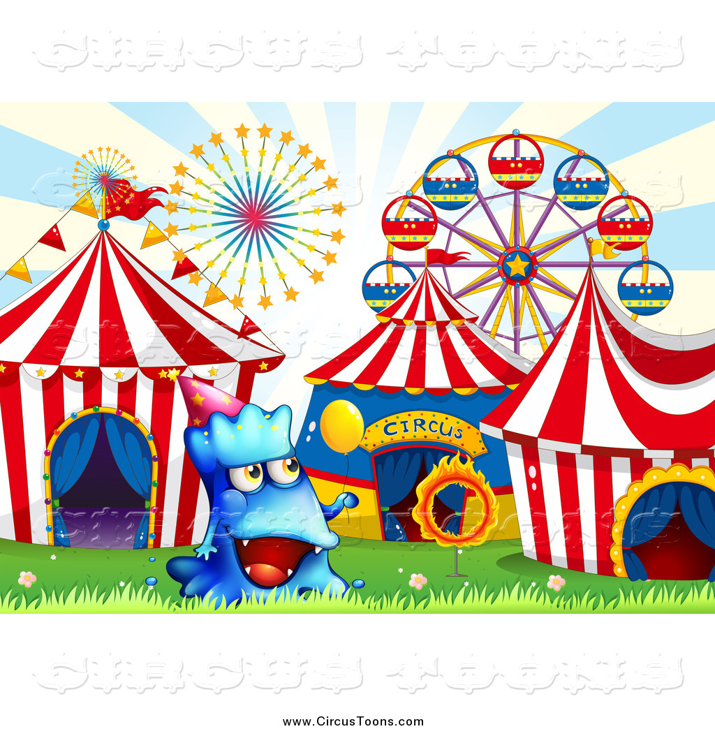 A carnival with stripe tents 