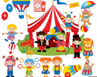 Circus Digital Clipart, Circus Clipart, Carnival Clipart, Clown clipart