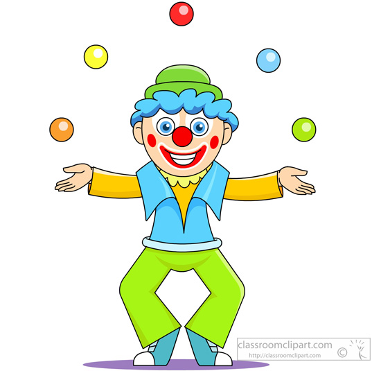 Circus Joker Clown Juggling Balls In Air Classroom Clipart