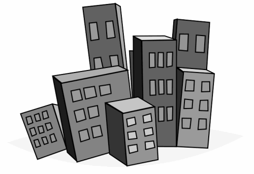And Buildings Clip Art Row Of