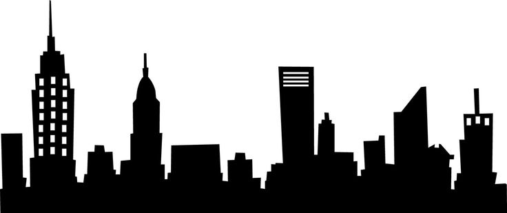 Cityscape city skyline black and white clip art clipart image