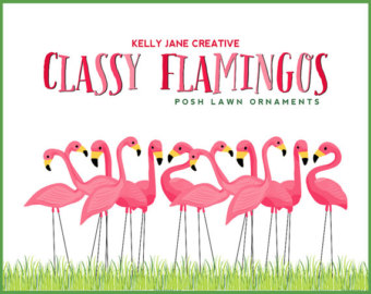 Classy Flamingo Lawn Ornament Clip Art - Blog Graphics - Instant Download