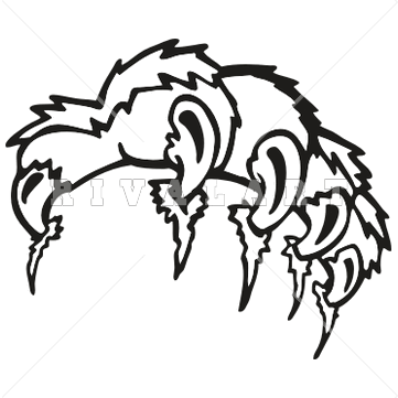 Mascot Clipart Image of Animal Claw Marks Paw-Claw-06-Bw