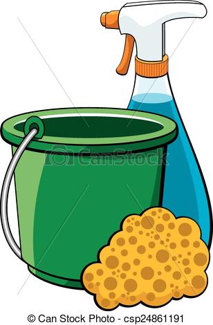 ... Cleaning Supplies - Vector illustration of a collection of.