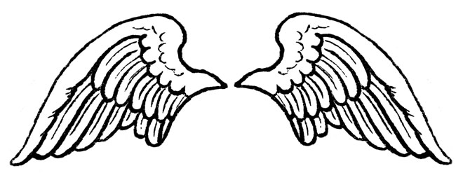 Cli Black And Angel Outline C - Angel Wing Clip Art