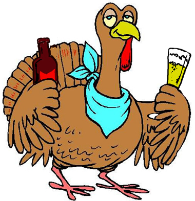 Click Hilarious Thanksgiving Day Turkey drinking beer for a larger funny free Thanksgiving Day Turkey Drinking