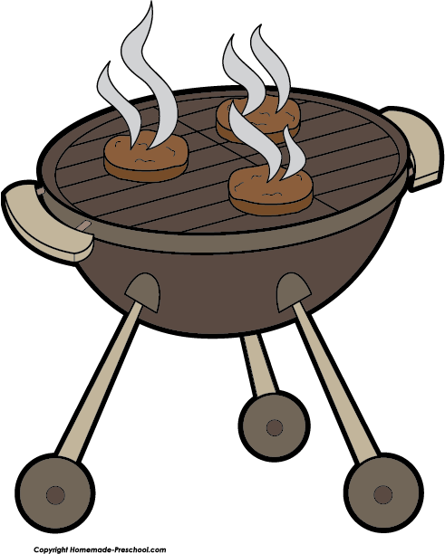 Bbq Grill With Fire Clipart C
