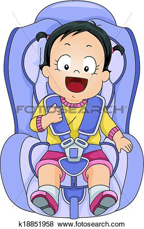 Clip Art - Baby Girl Car Seat. Fotosearch - Search Clipart, Illustration Posters,