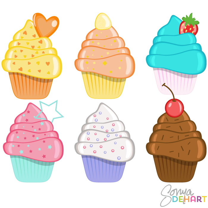 Clip Art Birthday Cupcakes - Clipart Cupcakes