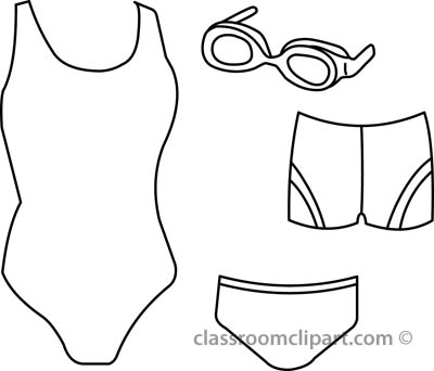 Clip Art Black And White . - Bathing Suit Clipart