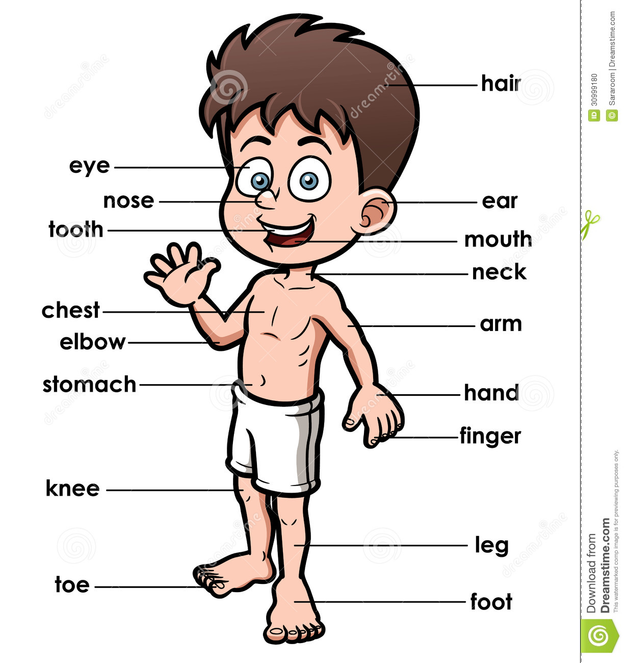 cartoon kid and body parts