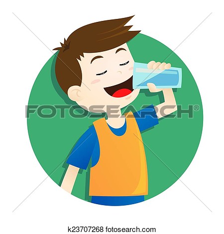clip art boy drinking water