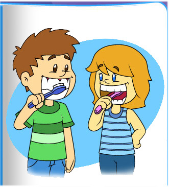 girl brushing teeth clipart
