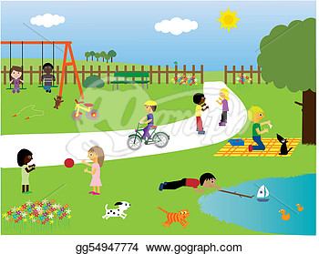 Clip Art Children Playing In The Park Stock Illustration Gg54947774