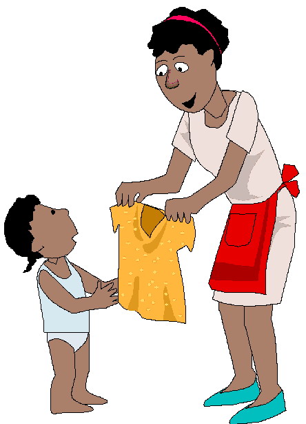 Girl Getting Dressed Clipart