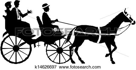 Clip Art - couple on horse and carriage . Fotosearch - Search Clipart, Illustration Posters