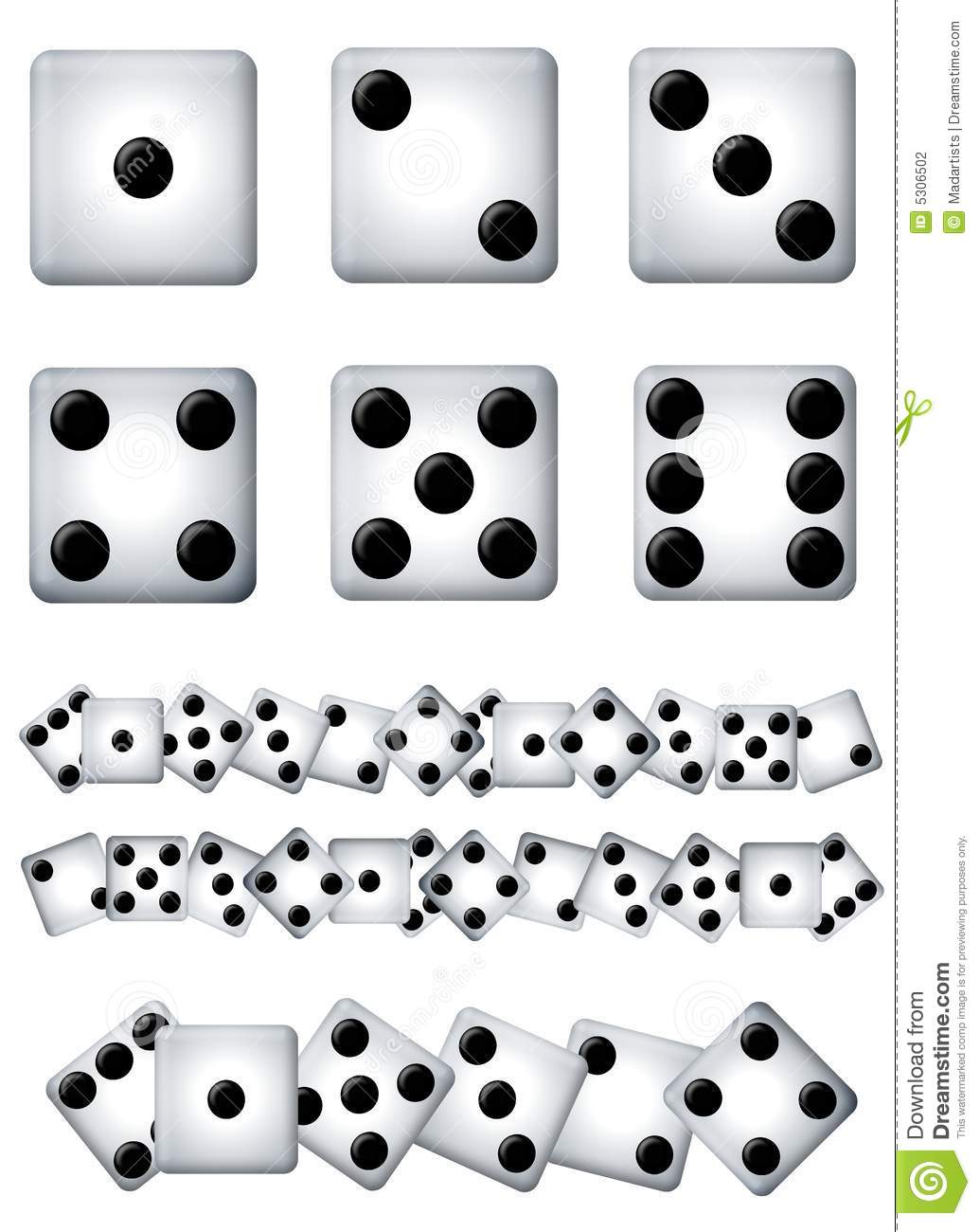 Clip Art Dice Singles and Rows
