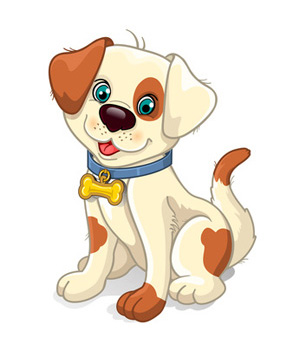 Clip art dog, tan with brown spots, sitting