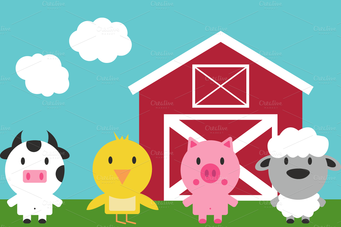 Clip Art Farm Animals Vector  - Free Farm Clipart