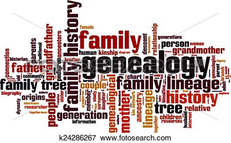 Clip Art - Genealogy word cloud. Fotosearch - Search Clipart, Illustration Posters, Drawings