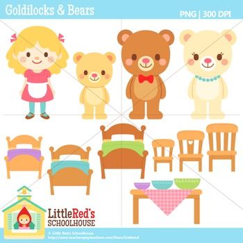 Clip Art - Goldilocks and the Three Bears- Fairy Tale Clipart $