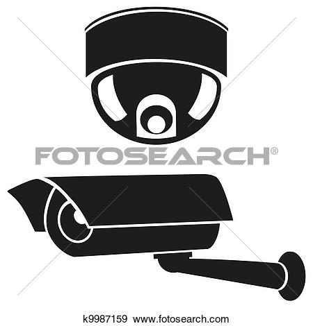 Clip Art - icons of surveillance cameras. Fotosearch - Search Clipart, Illustration Posters,