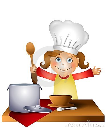 Clip Art Illustration Featuring A Little Girl Wearing A Chef Hat