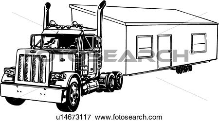Clip Art - illustration, lineart, truck, mobile, home. Fotosearch - Search