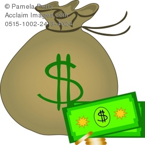 Clip Art Illustration of a Bag of Money
