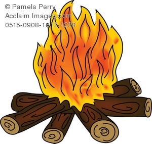 Clip Art Illustration of a Campfire With Orange Flames - Acclaim .