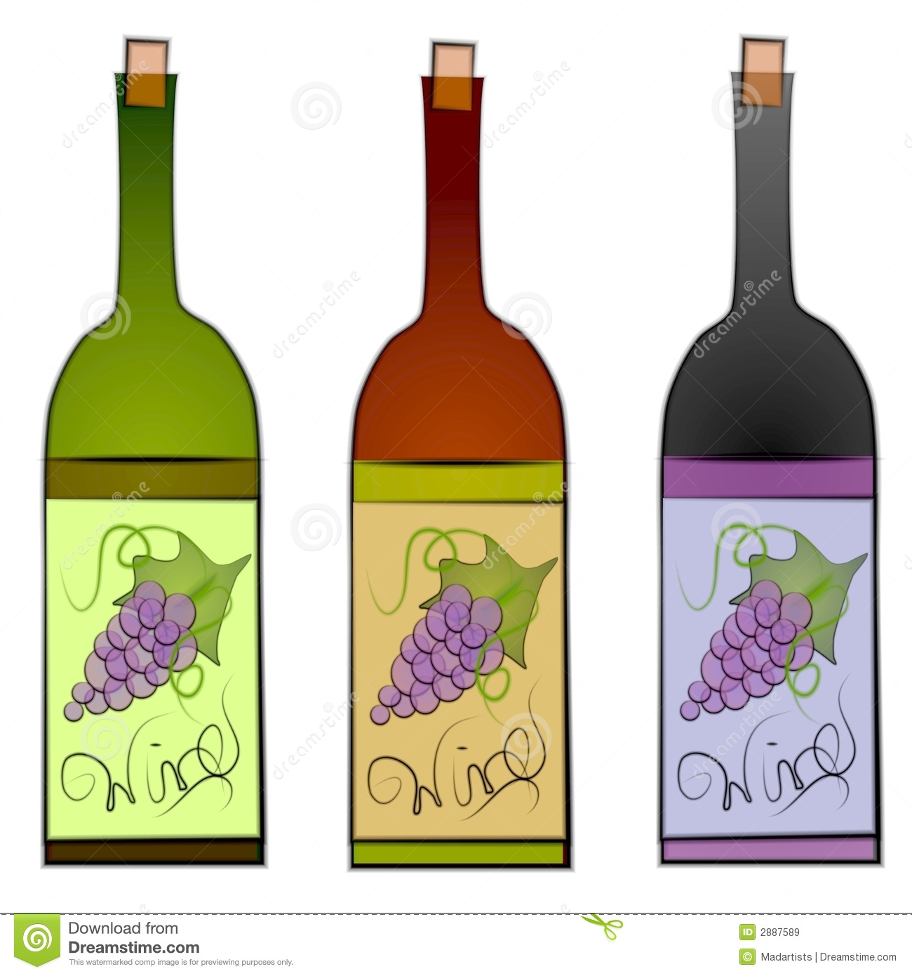 Clip Art Illustration Of A Co - Clipart Wine Bottle
