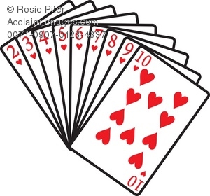 Clip Art Illustration Of A Group Of White Hearts Playing Cards .