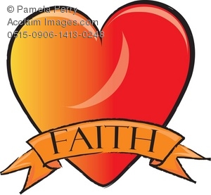 Clip Art Illustration of a Heart With a Faith Ribbon
