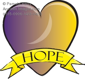 Clip Art Illustration of a Heart With Hope Ribbon